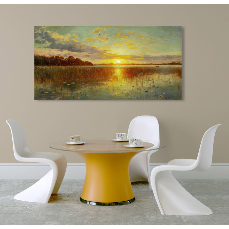 Sunset over a Danish Fiord 1 Piece Wrapped Canvas Wall Art, 60 cm H x 120 cm W