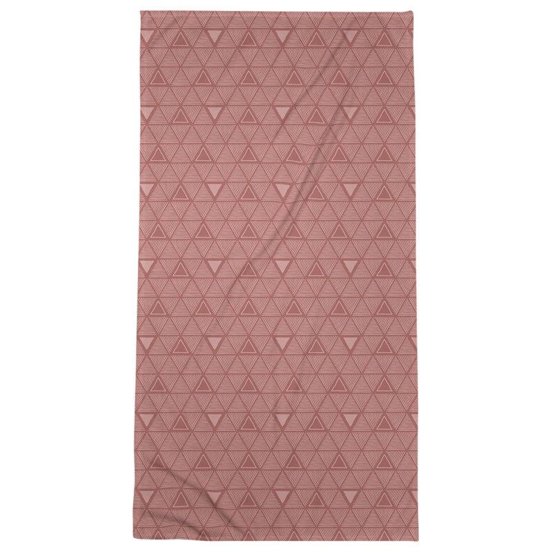 Serviette de plage classique à motif de triangles dessinés à la main, Rose