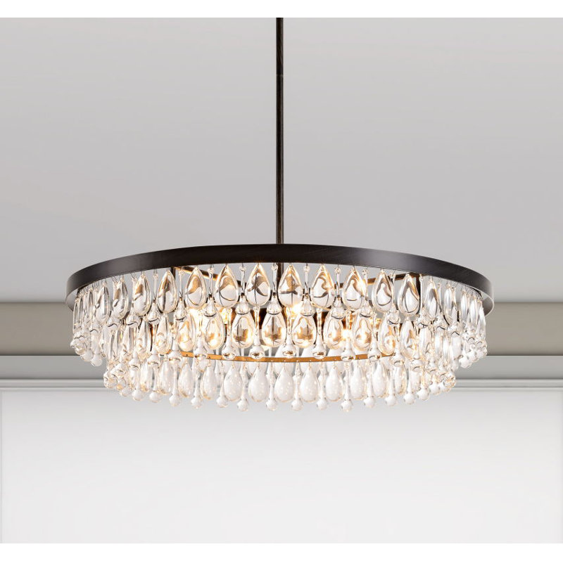 Antique Black Finish Crystal 6-Light Chandelier