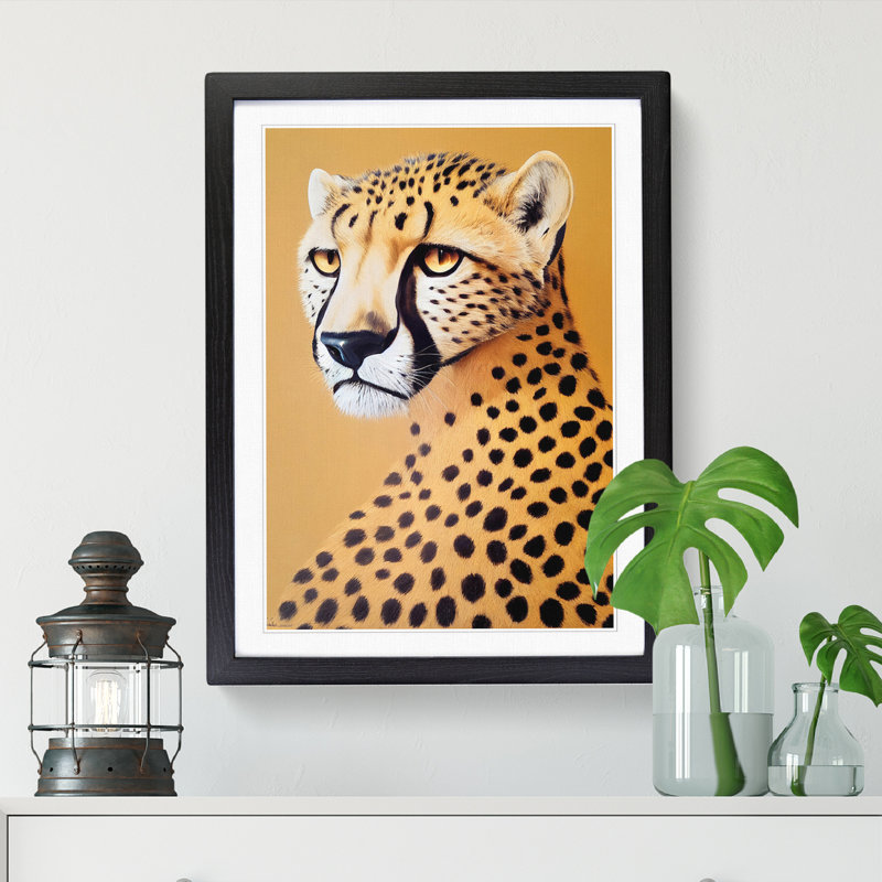 Resting Cheetah - Single Picture Frame Print, Black, 64cm H x 46cm W x 2cm D