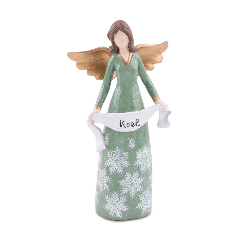 Figurines de flocon de neige vert avec couronne et bannière de Noël (ensemble de 3)
