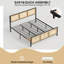 Structure de lit avec tête de lit en rotin, grand lit avec structure en métal robuste et sans sommier, lit plateforme pour chambre à coucher, chambre d'amis-1405330292