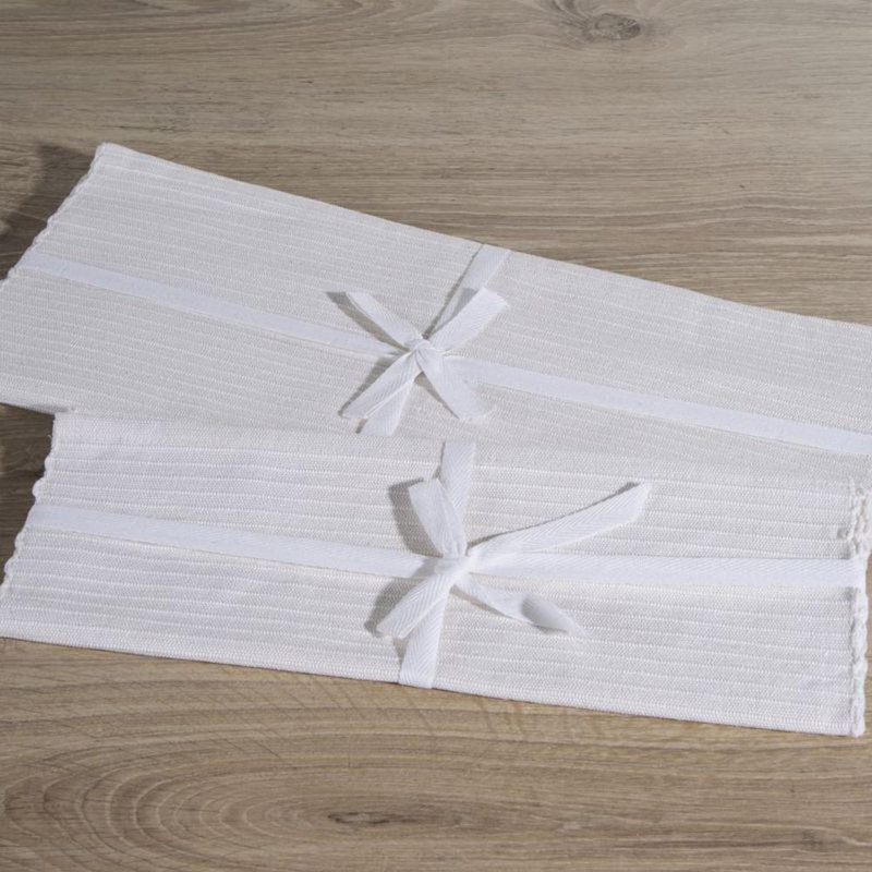 Striped Table Runner, White