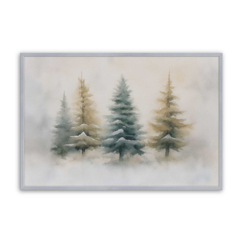 «Snowlit Pines», reproduction d'art, 12 po x 16 po, Chrome poli