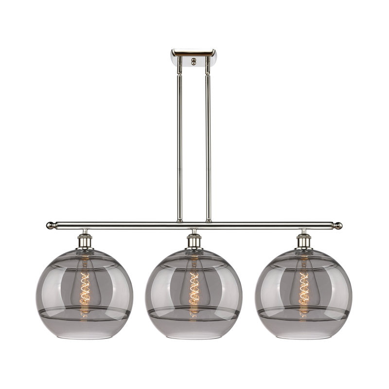 Chartoff 3 - Light Kitchen Island Pendant, Light Smoke, Polished Nickel
