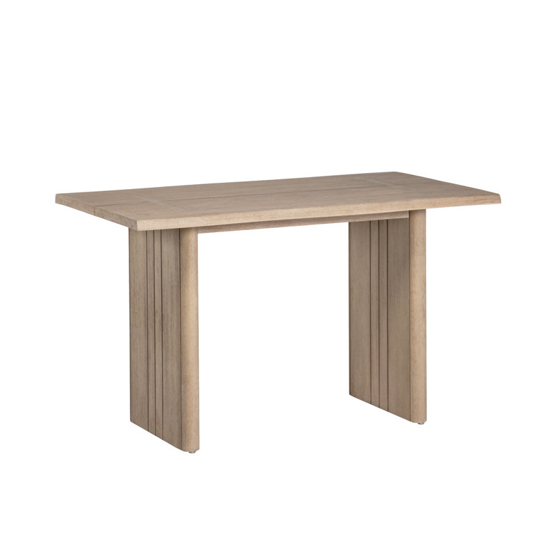 Table de bar d'extérieur Ladaryl en bois d'eucalyptus brossé naturel