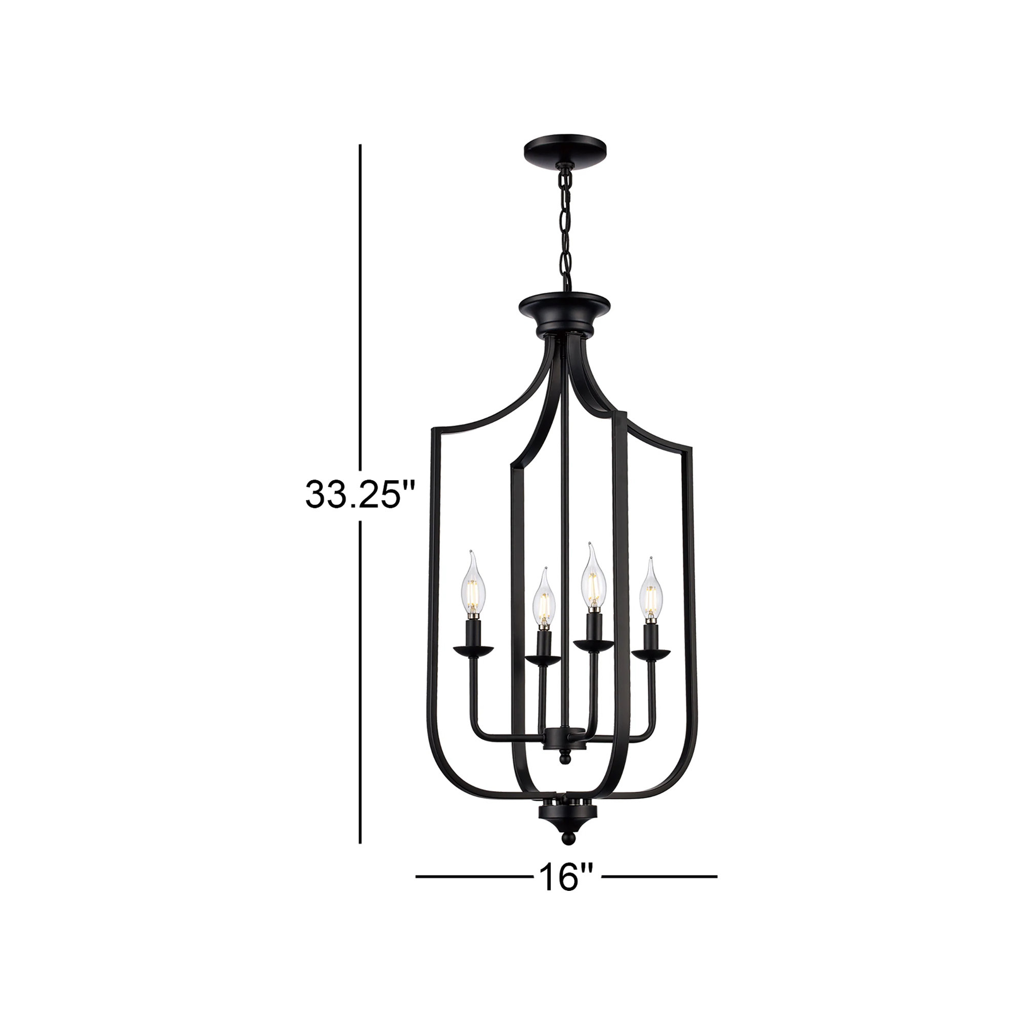 Baril 4 - Light Lantern Empire Chandelier, Large, Matte Black
