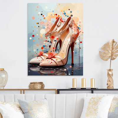 Mid Century Pink High Heels Elegance I - Fashion High Heels Metal Wall Art