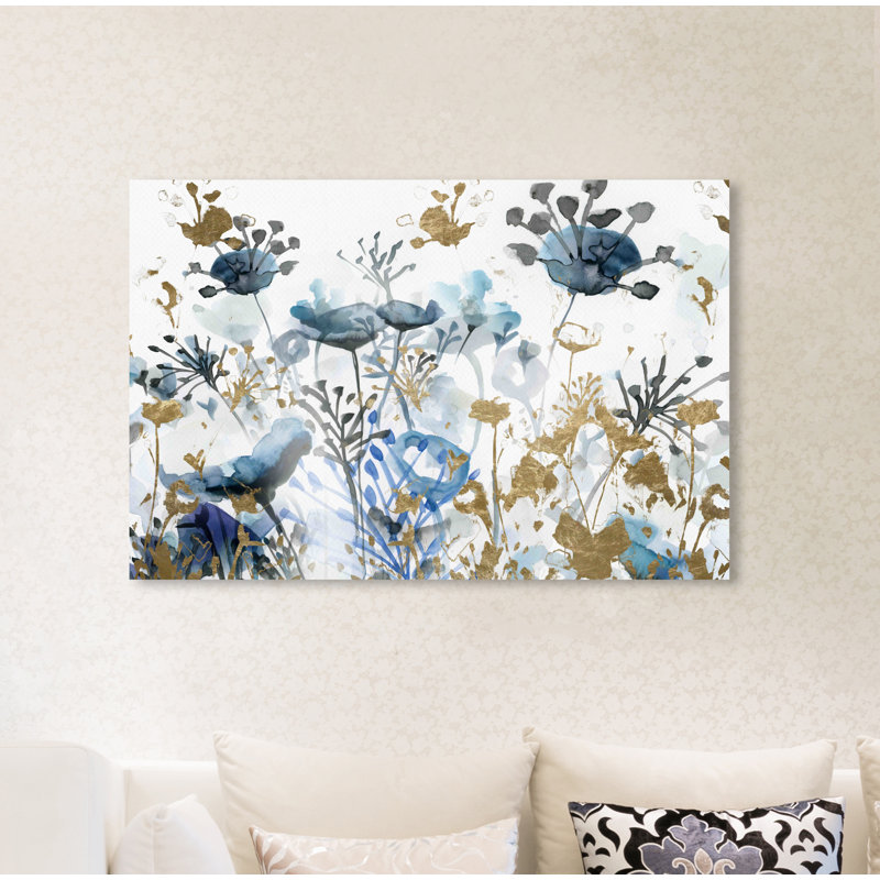 « blue jardin gold », impression, H 16 po x l 24 po, Toile tendue