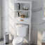 Armoire de rangement au-dessus de la toilette blanche avec un tiroir et 2 tablettes