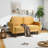 Muneef Corvettta 57.5"  square armrest pull-button double velvet couch-427770554