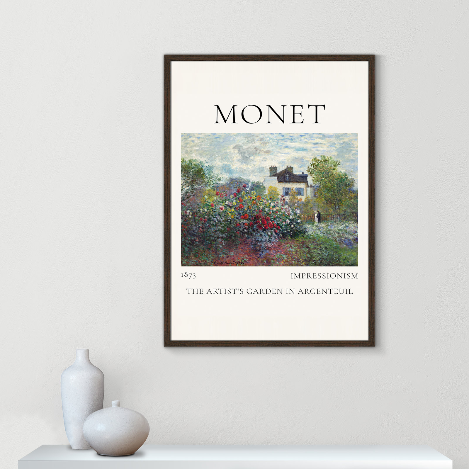 Artists Garden in Argenteuil Print by Claude Monet, No, Walnut Single Picture Frame, 35.5" H x 25.5" W x 0.75" D