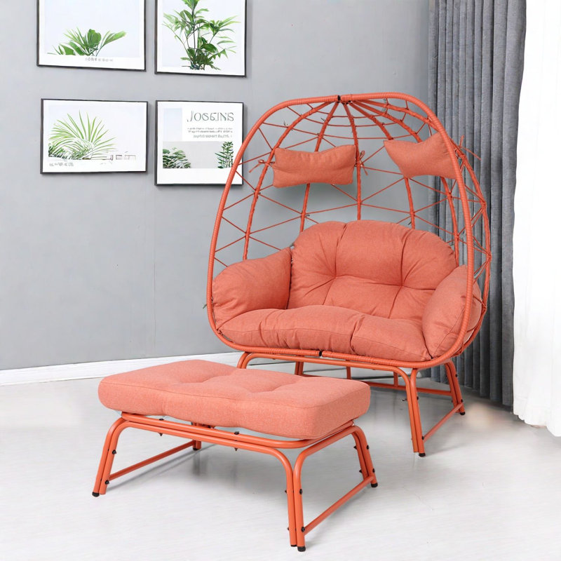 Chaises longues pour personne, siège boho en rotin d'acier pour jardin