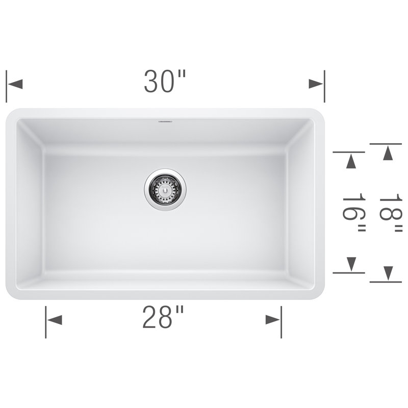 Precis 30" L x 18" W Undermount Kitchen Sink with Faucet & Sink Cleaner, White