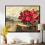 Gerius, fleurs de poinsettias rouges sur une glissade en bois III - décoration murale poinsettias-504872417-504872423