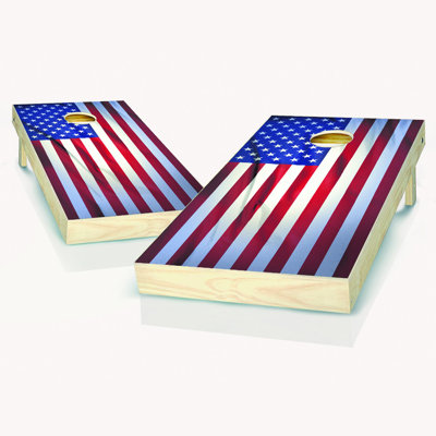 2' X 4' Nation Flag Solid Wood Cornhole Set with Carrying Case
