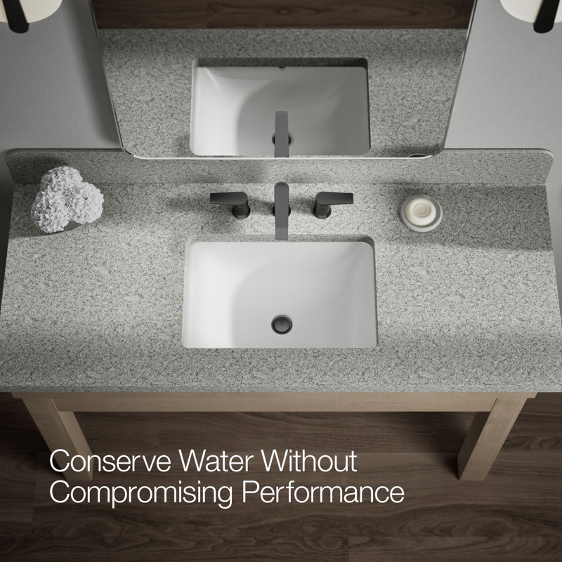 Kohler Hint Widespread Bathroom Faucet with Pop-Up Drain Assembly, 3 Hole 2-Handle Bathroom Sink Faucet, 1.2 gpm, Matte Black