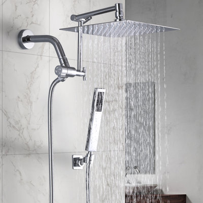 Pomme de douche tout en métal avec bras d'extension réglable et portatif