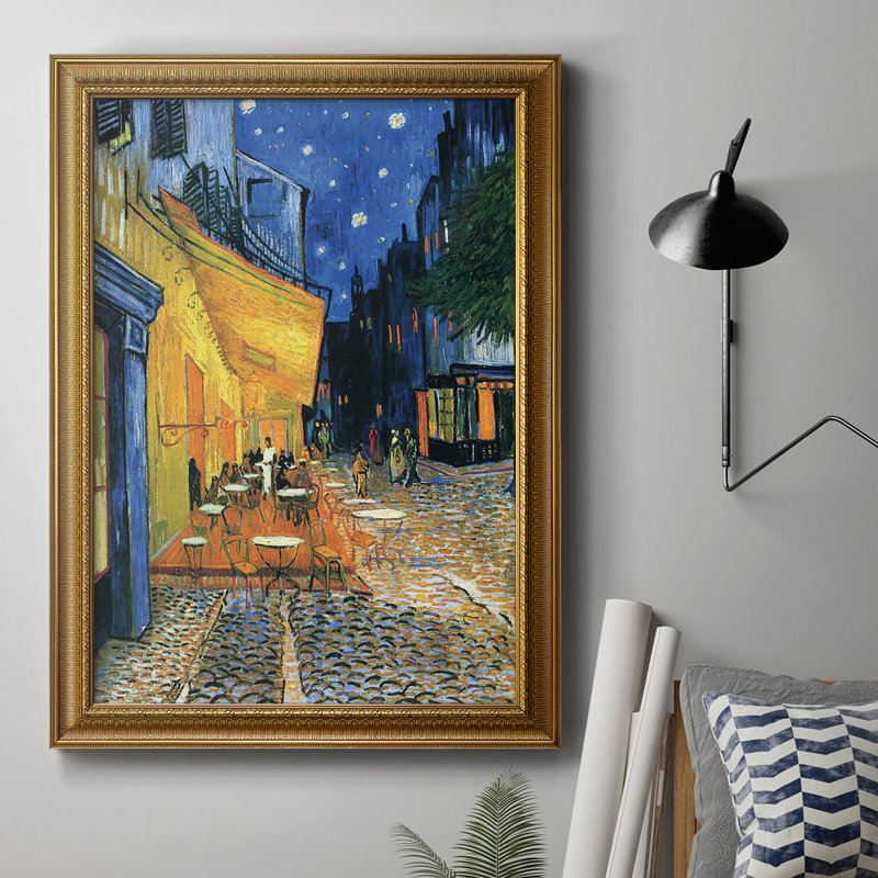 «Cafe Terrace At Night», toile encadrée de qualité supérieure - prête à être accrochée, H 27 po x l 18 po x P 2,5 po