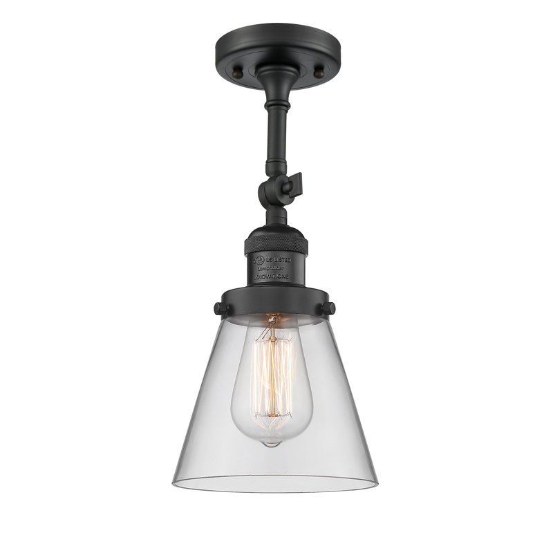Hardie Glass Semi Flush Mount, Smoked, Matte Black, 13.5" H x 6.25" W x 6.25" D