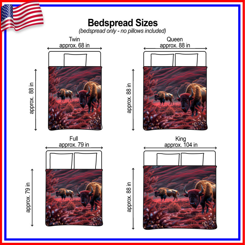 Bison In Red Landscape Bedding, Grand lit