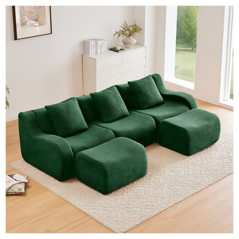 Canapé modulaire en U vert modulaire en forme de U, aucun assemblage requis, Ours en peluche vert