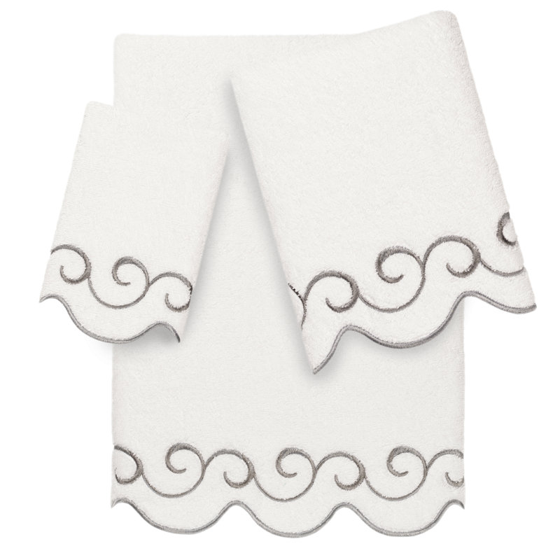  Ensemble de serviettes 100% coton 100% turc SIMPLICITY, Ensemble 3 serviettes de bain, Blanc / Gris