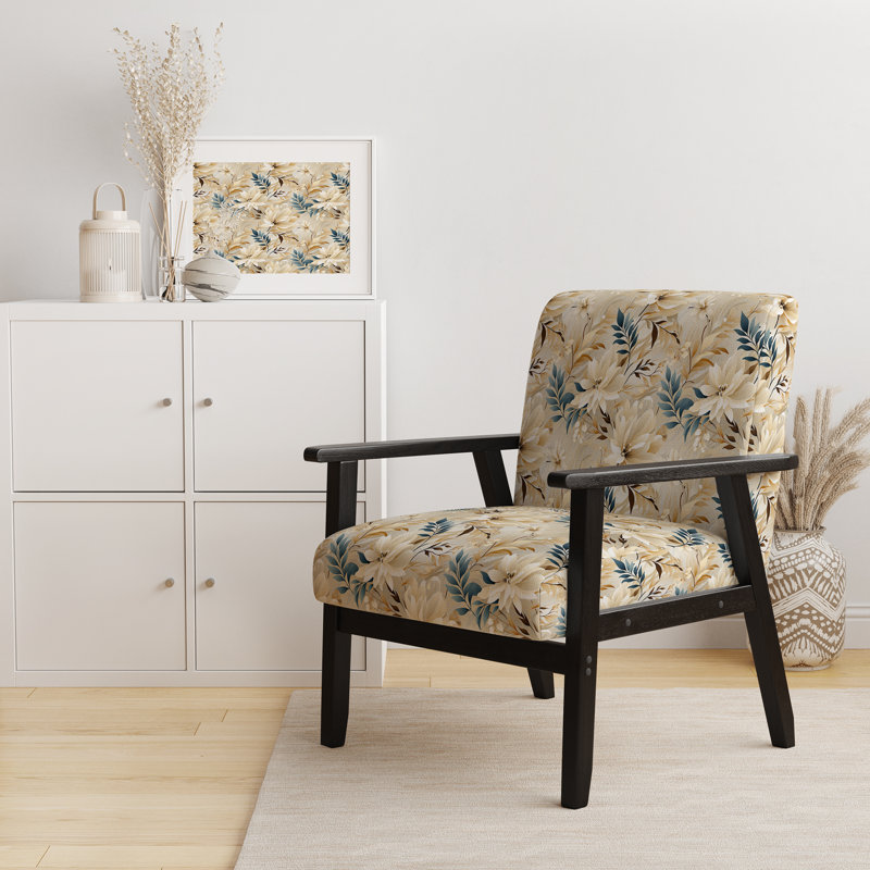 Fauteuil rembourré d'appoint tropical D, Rêves de motif de bois de grève tropical III