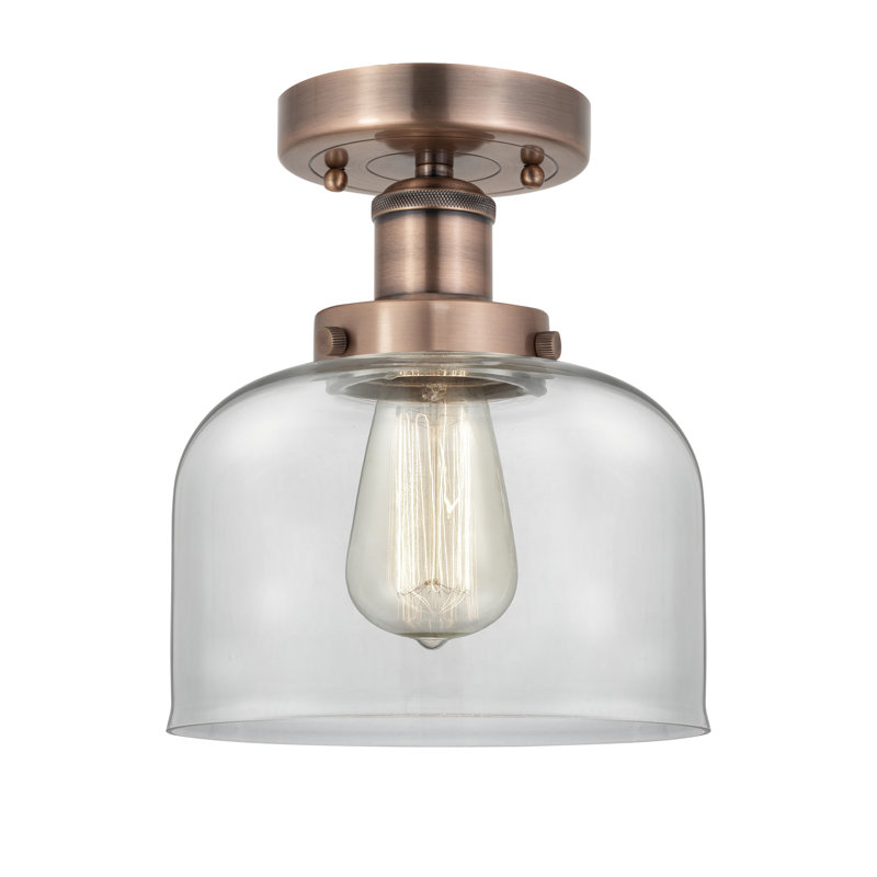 Thoa Glass Semi Flush Mount, Antique Copper, Clear