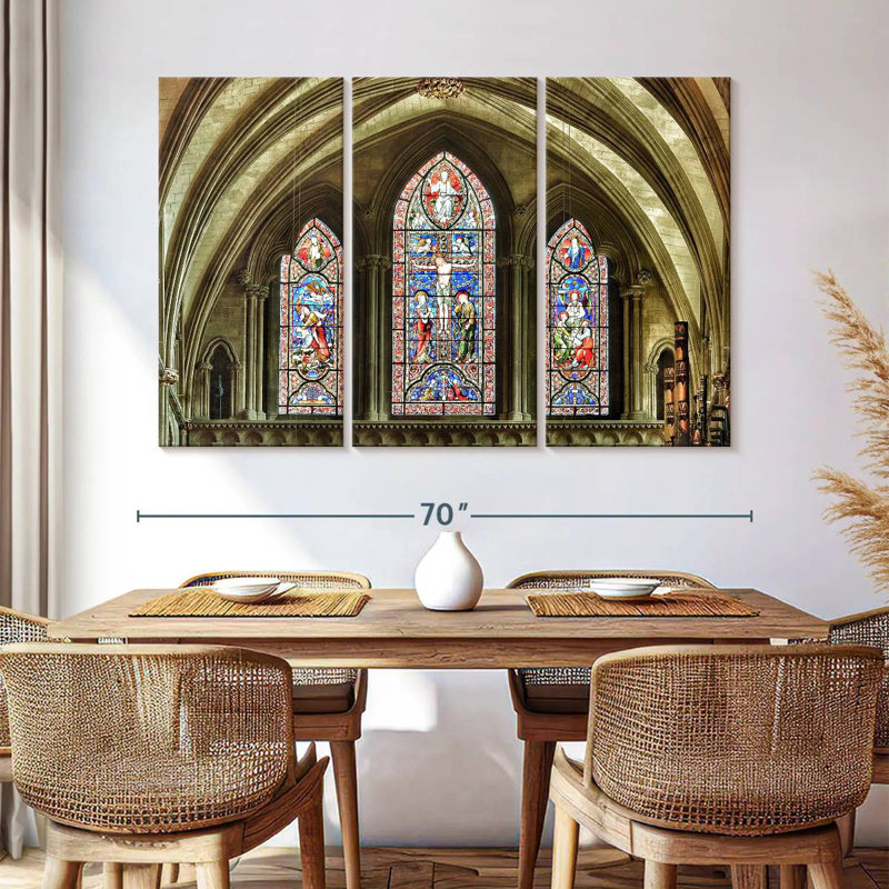 Lilie Cathedral Stained Glass Windows, 42" H x 65" W