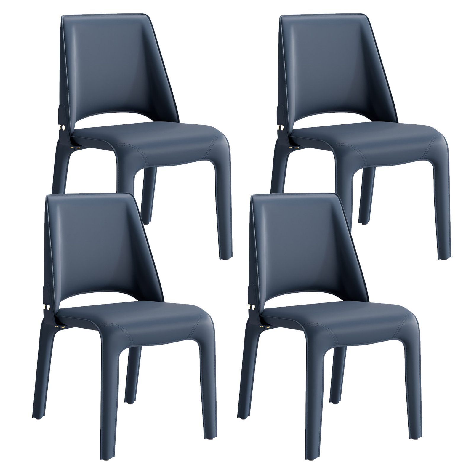 Vannes Vegan Leather Dining Chair, Blue, 4, Minimal Assembly Needed
