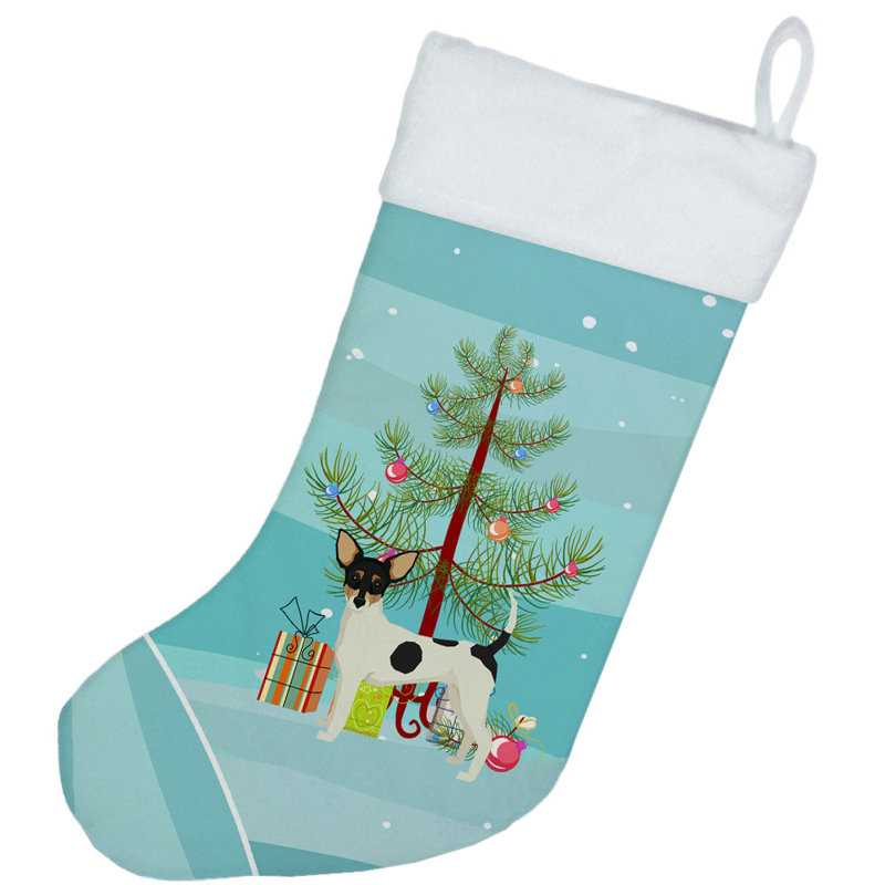 Chaussette de noël joyeux de noël, Toy fox terrier noir / blanc