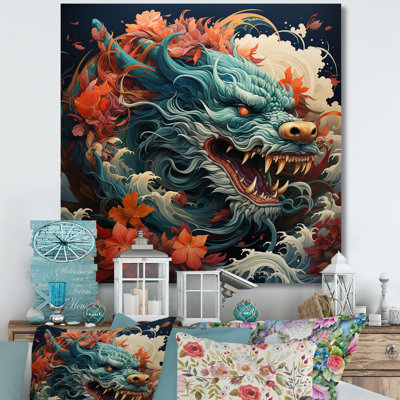 Japanese Dragon On The Wave Off Kanagawa II - Dragons Wall Art