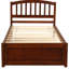 Lit plateforme simple en bois noyer avec lit gigogne - Finition moderne et élégante-1955348973
