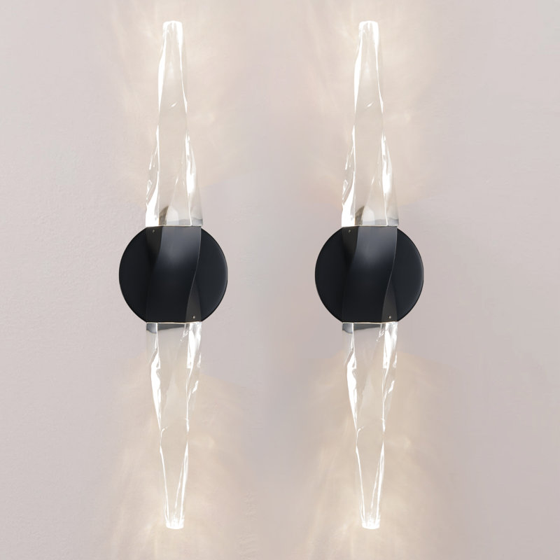 Ensemble de 2 appliques murales luxueuses à bras en cristal, applique moderne avec double source de lumière à DEL pour meuble-lavabo