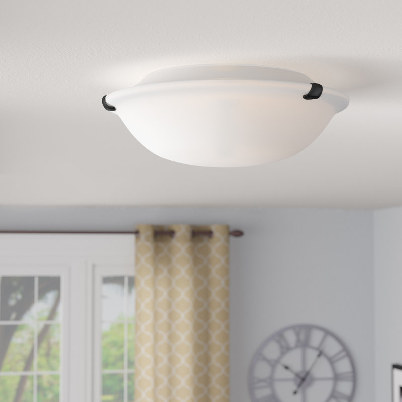 Plafonnier encastré simple à 2 lumières Rowan, Bronze huilé, H 4 po x l 12 po x P 12 po