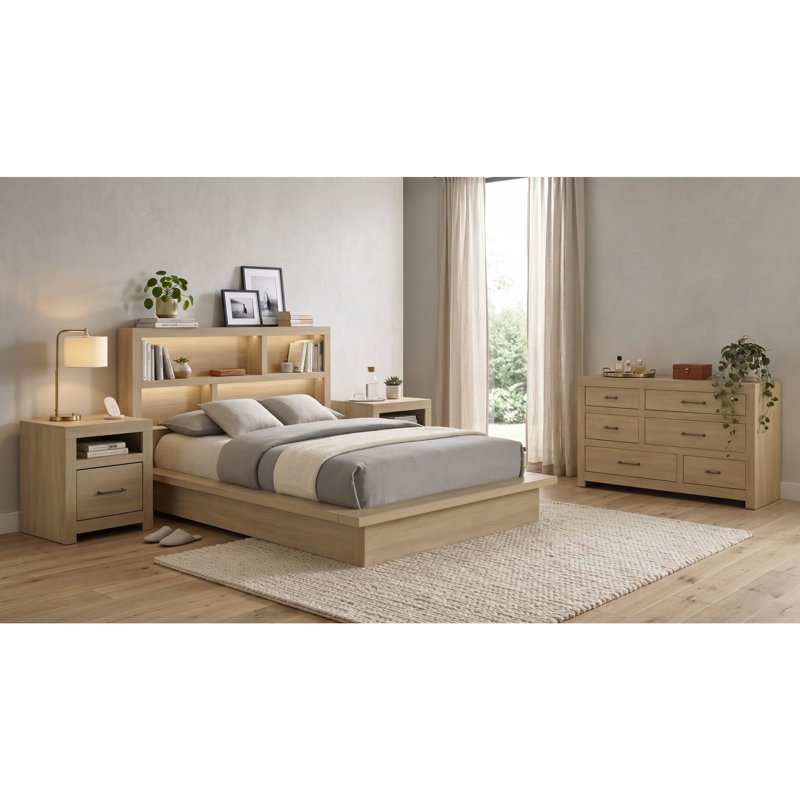 Hayes Light Oak Queen 4-Piece Bedroom Set
