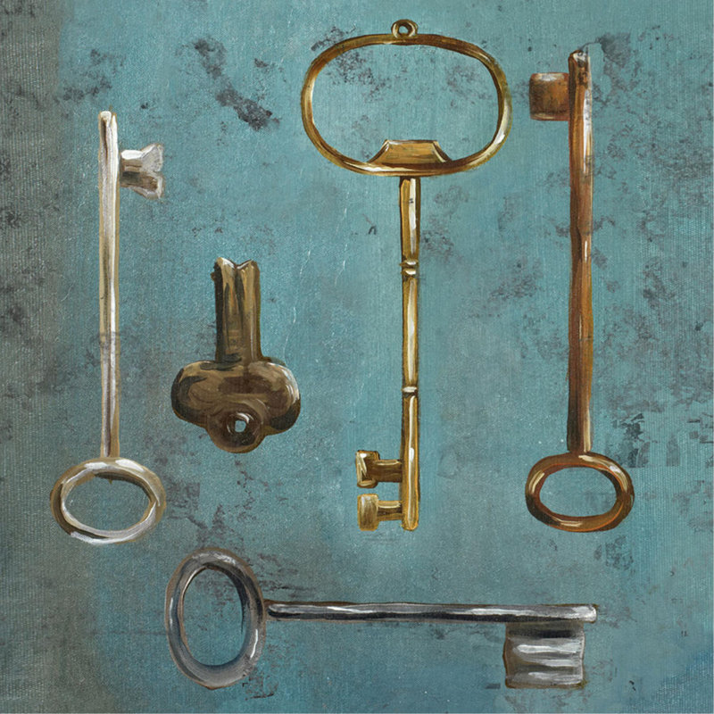 Antique Keys III - reproduction d'art, Extérieur, H 24 po x l 24 po