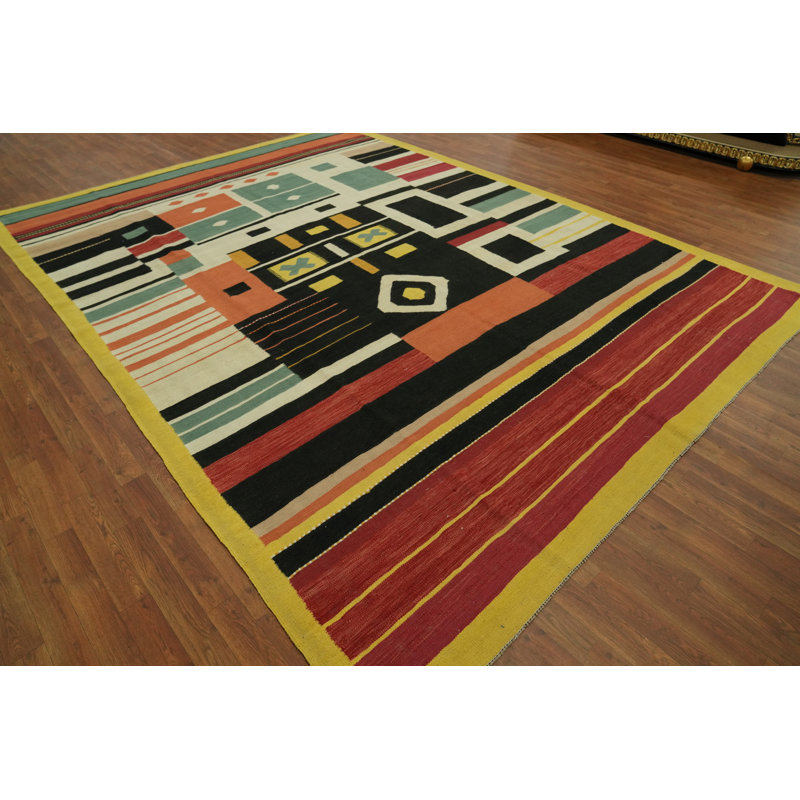 Tapis oriental à motif géométrique kilim 9 x 12