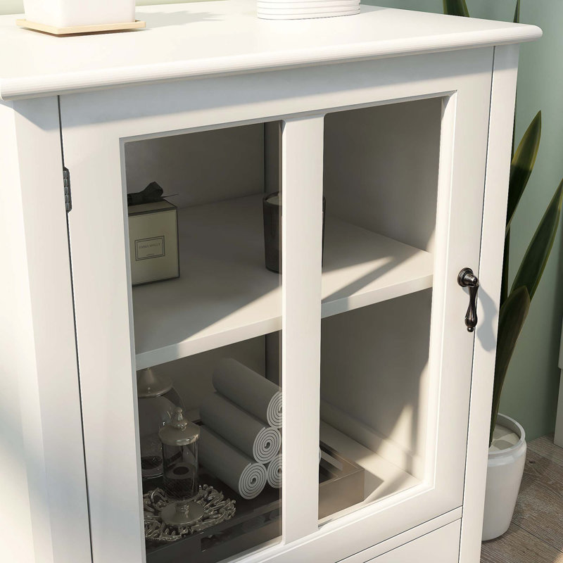 Buffet avec portes de verre simples et poignée cloche unique