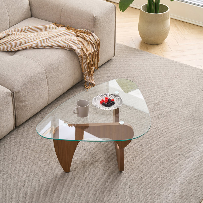 Petite table basse en verre, H 15,74 po x L 35,82 po x l 25,59 po, Transparent, Brun