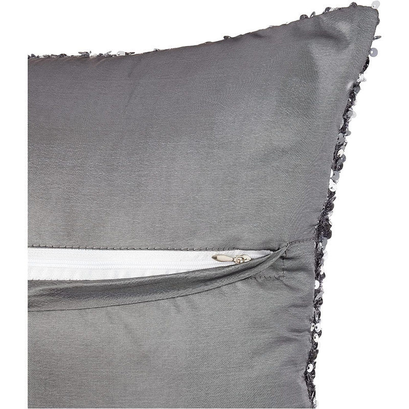 Twinkle Sparkling Sequins Pattern Sequined Throw Pillow, Silver, Polyester/Polyfill