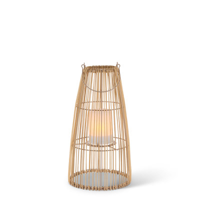 15 Inch Rustic Decorative Solar Rattan Lantern