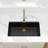 33''L x 19''W Quartz Undermount Workstation Kitchen Sink, Matte Black Single Bowl Kitchen Sink with Sink Grid, Strainer, Colander, Cutting Board and Roll-up Rack-124594240-122095973