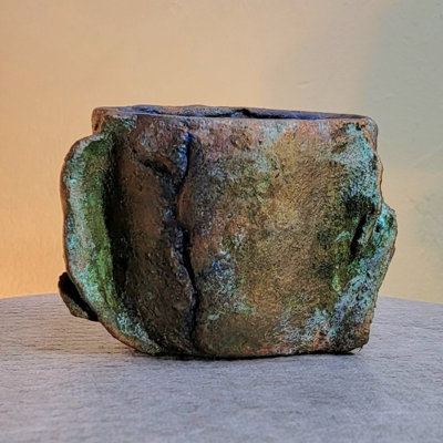 Sapphire Fracture Sculptural Vessel (Accent Vase) – Pal Tiya Series – 4.5″ H × 5″ W