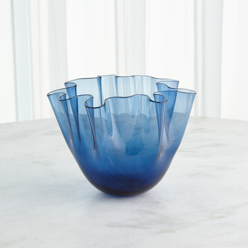 Glass Table Vase, 10.25" H x 11.75" W x 11.75" D