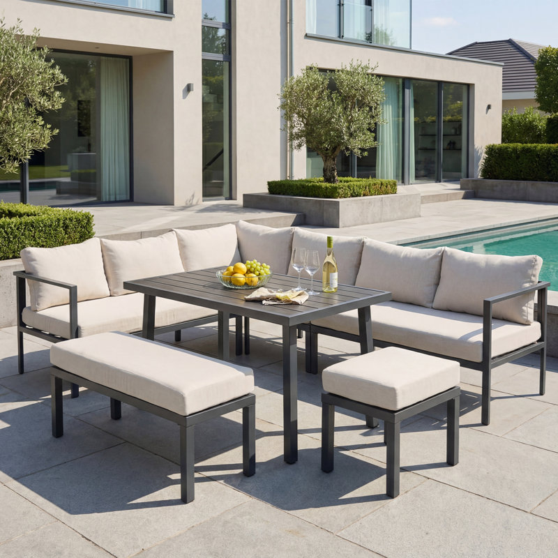 9-person Garden Corner Lounge Set With Steel Frame