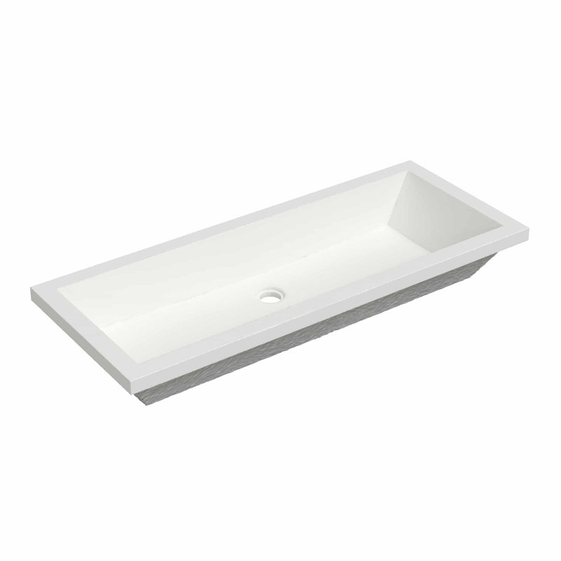 Arcata 36" Undermount Concrete Trough Bathroom Sink, Pearl
