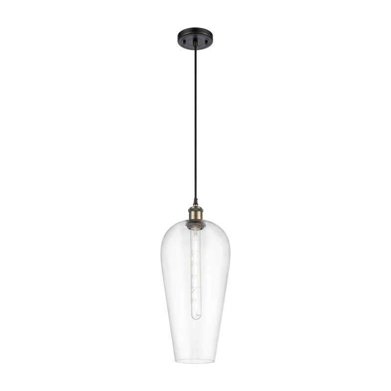 Mini-luminaire suspendu 1 lumière Ballston - Amiina, Laiton antique noir, Clair