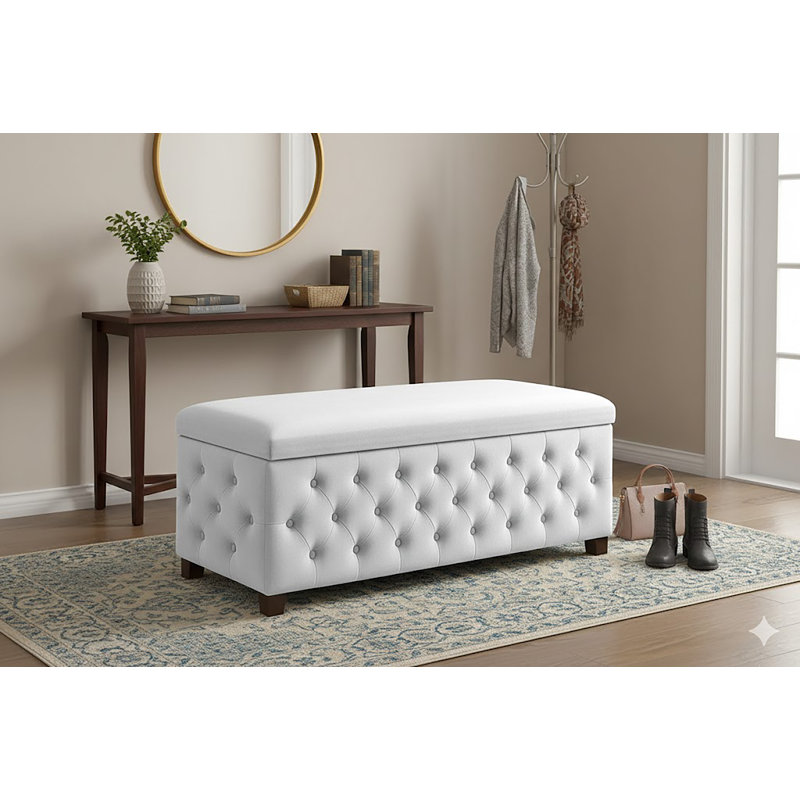 120cm Wide Velvet Standard Ottoman, 90cm W x 40cm D x 45cm H, White
